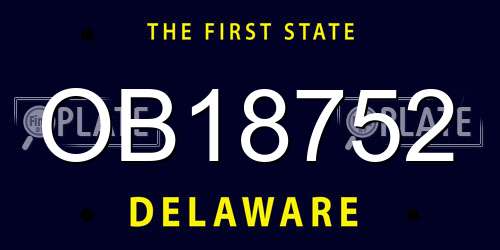 OB18752 Delaware License Plate