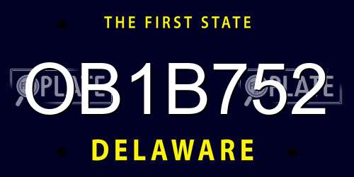 OB1B752 Delaware License Plate