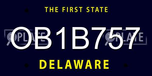 OB1B757 Delaware License Plate