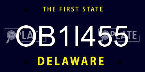 OB1I455 Delaware License Plate