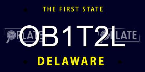 OB1T2L Delaware License Plate