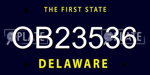 OB23536 Delaware License Plate