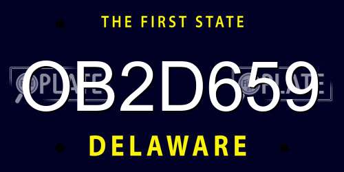 OB2D659 Delaware License Plate