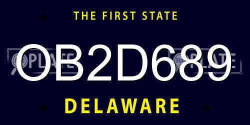 OB2D689 Delaware License Plate