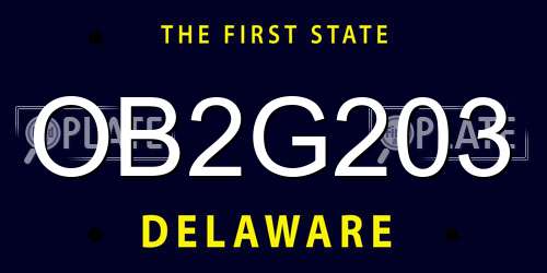 OB2G203 Delaware License Plate