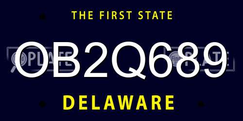 OB2Q689 Delaware License Plate