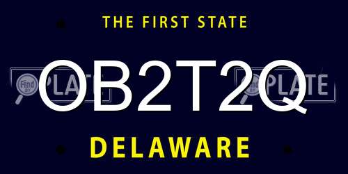 OB2T2Q Delaware License Plate