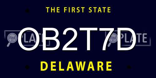 OB2T7D Delaware License Plate
