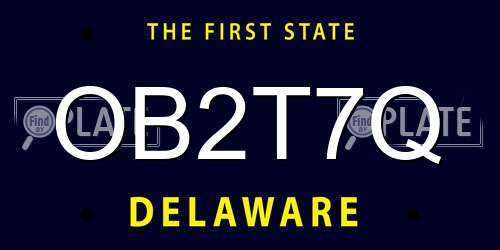 OB2T7Q Delaware License Plate