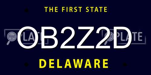 OB2Z2D Delaware License Plate