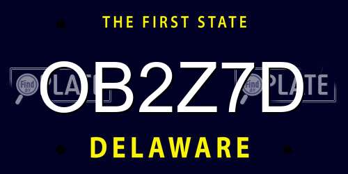 OB2Z7D Delaware License Plate