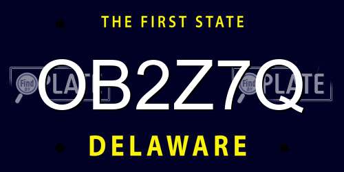 OB2Z7Q Delaware License Plate