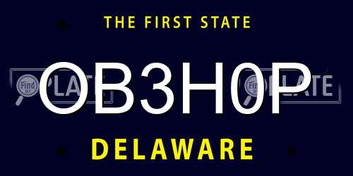 OB3H0P Delaware License Plate