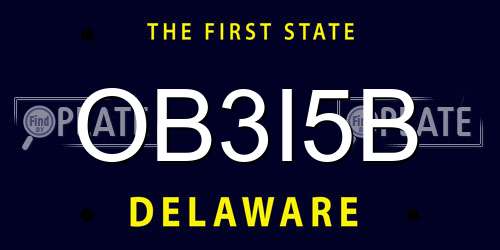 OB3I5B Delaware License Plate