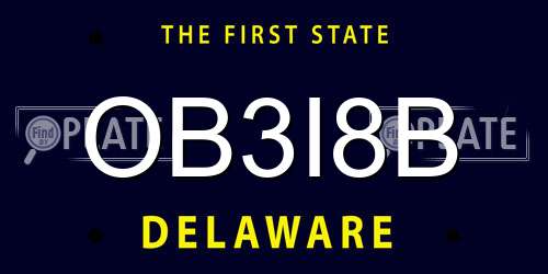 OB3I8B Delaware License Plate