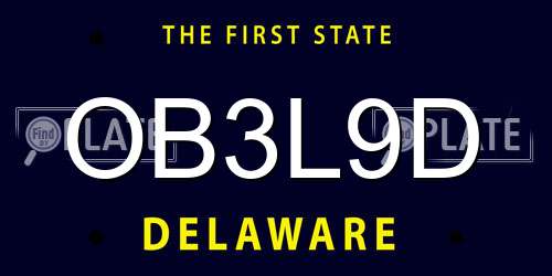 OB3L9D Delaware License Plate