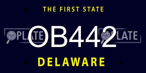 OB442 Delaware License Plate