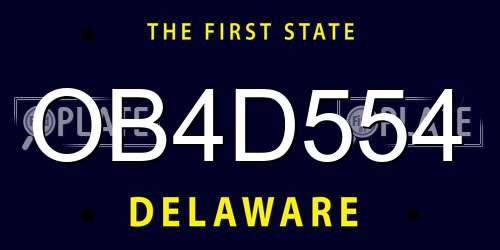 OB4D554 Delaware License Plate
