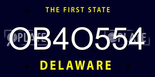 OB4O554 Delaware License Plate