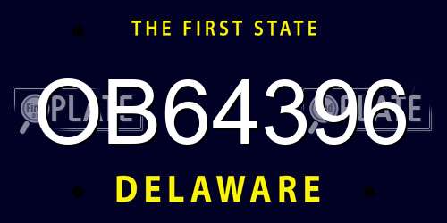 OB64396 Delaware License Plate