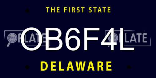 OB6F4L Delaware License Plate