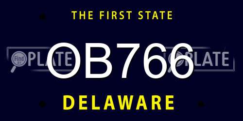 OB766 Delaware License Plate