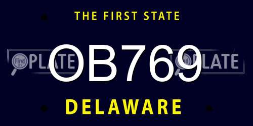 OB769 Delaware License Plate