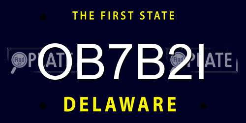 OB7B2I Delaware License Plate