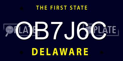OB7J6C Delaware License Plate
