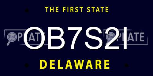 OB7S2I Delaware License Plate