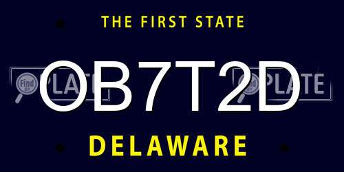 OB7T2D Delaware License Plate