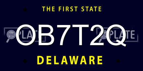 OB7T2Q Delaware License Plate