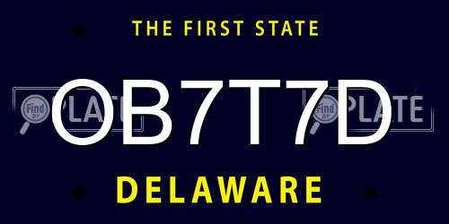 OB7T7D Delaware License Plate
