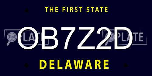OB7Z2D Delaware License Plate