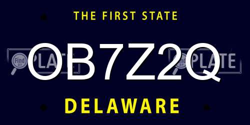 OB7Z2Q Delaware License Plate