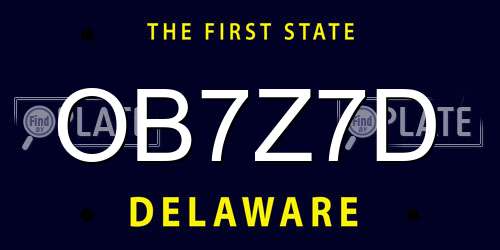 OB7Z7D Delaware License Plate
