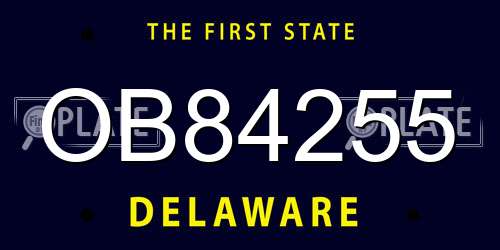 OB84255 Delaware License Plate
