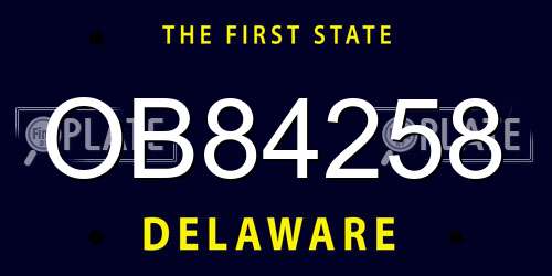 OB84258 Delaware License Plate