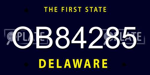 OB84285 Delaware License Plate
