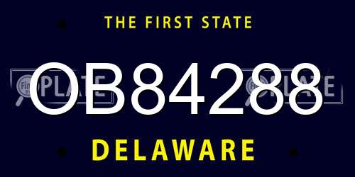 OB84288 Delaware License Plate
