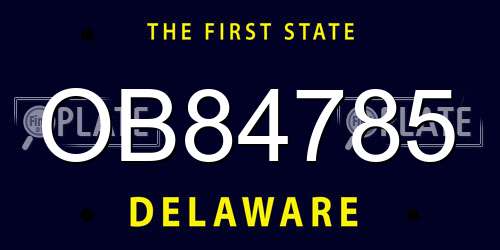 OB84785 Delaware License Plate