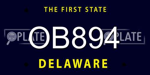 OB894 Delaware License Plate