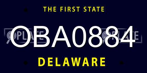 OBA0884 Delaware License Plate