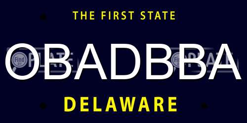 OBADBBA Delaware License Plate
