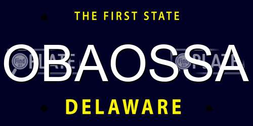 OBAOSSA Delaware License Plate