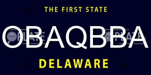 OBAQBBA Delaware License Plate