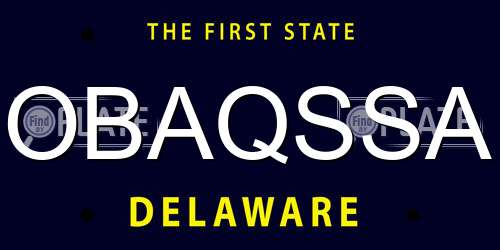OBAQSSA Delaware License Plate