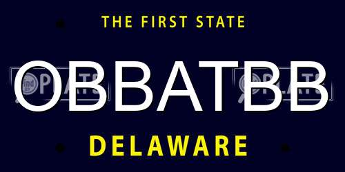 OBBATBB Delaware License Plate