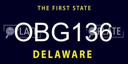 OBG136 Delaware License Plate