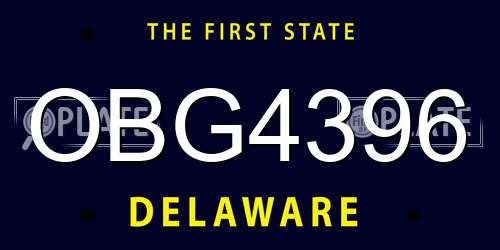 OBG4396 Delaware License Plate